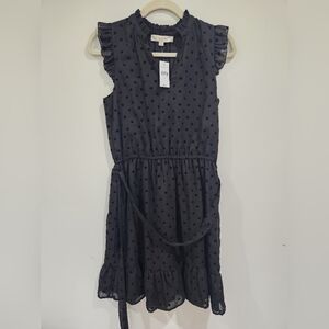 NWT LOFT Polka Dot Black Dress